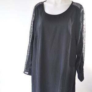 Black Lace Long Sleeve Shift Dress sz 14/16 NEW Lane Bryant